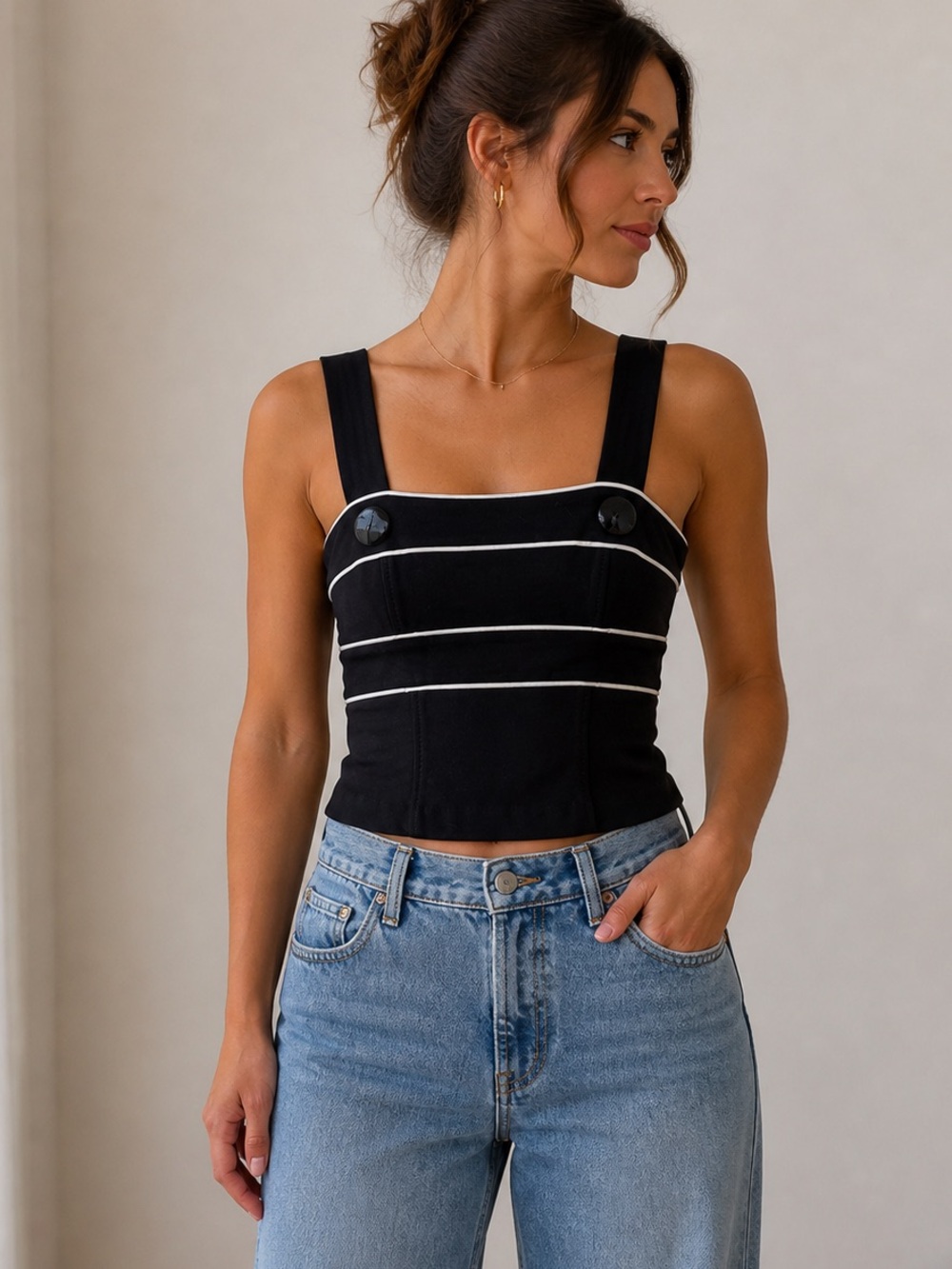 Bebe Y2K Black Structured Corset Top – Size 2